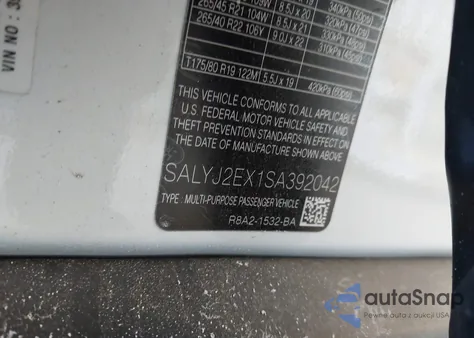 2025 Land Rover Range Rover Velar P250 S из США, поврежденный, VIN SALYJ2EX1SA392042